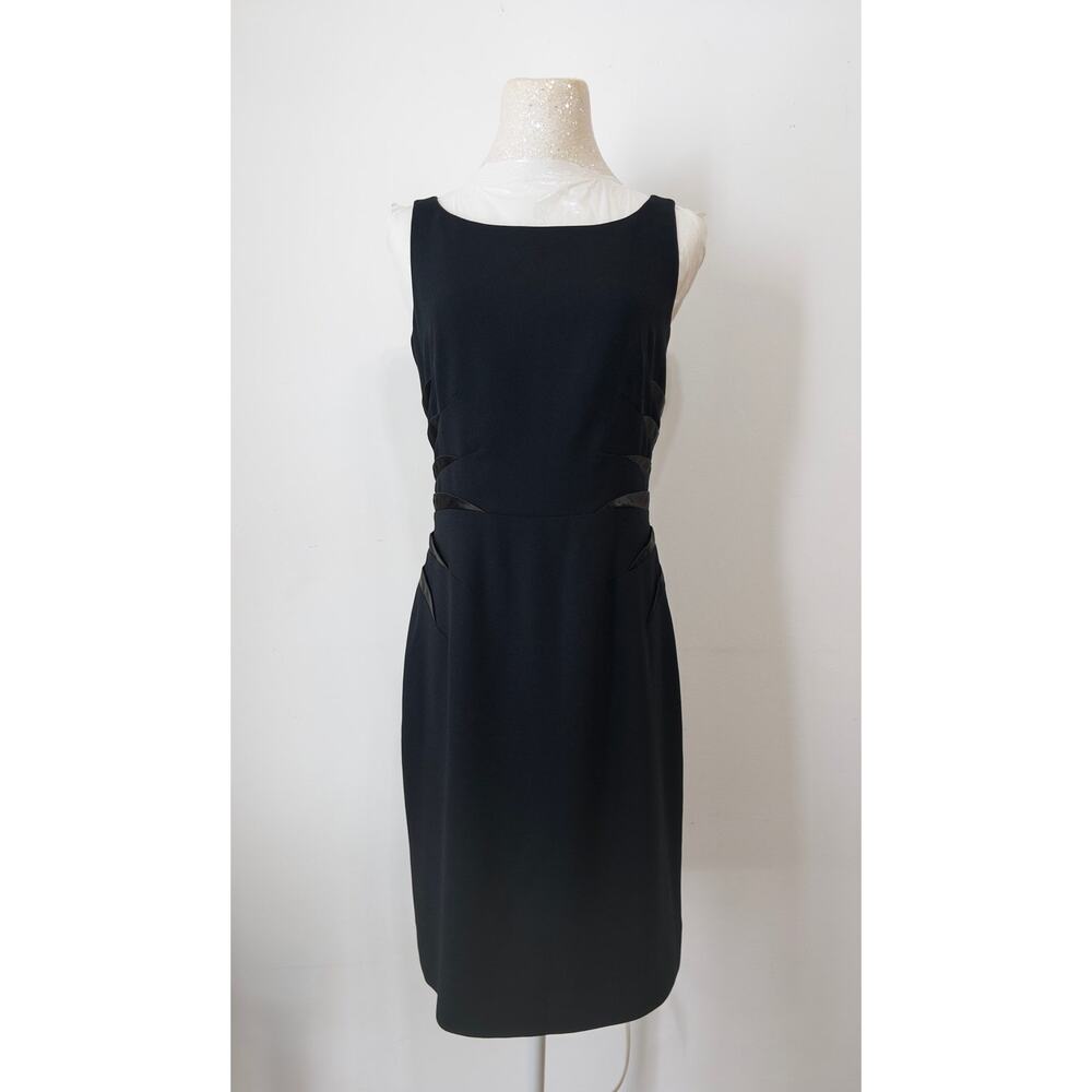 Simon Chang black‎ sheath dress sz 6 work wear evening cocktail minimalist